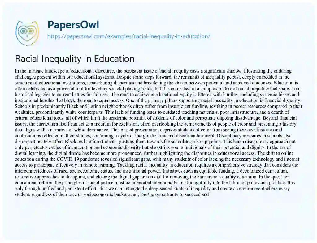 racial inequality in education essay