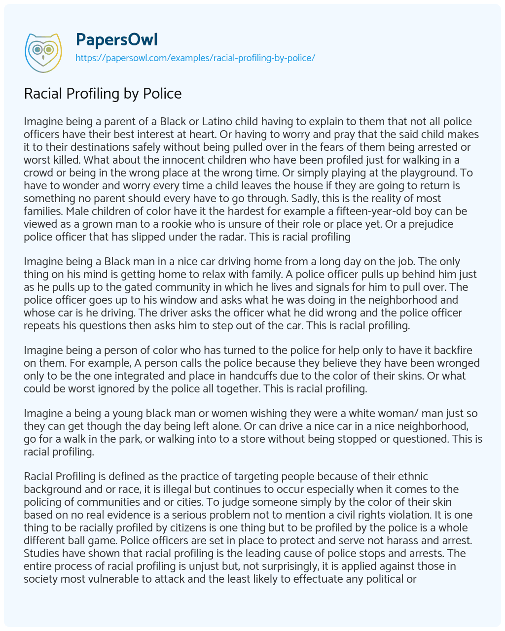 police racial profiling essay