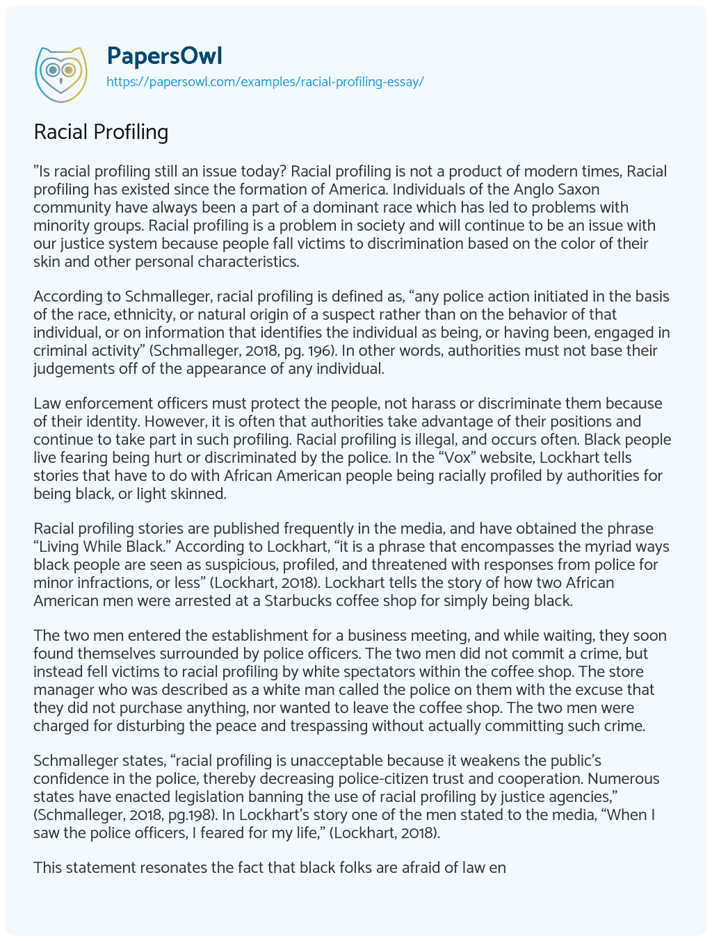Racial Profiling essay