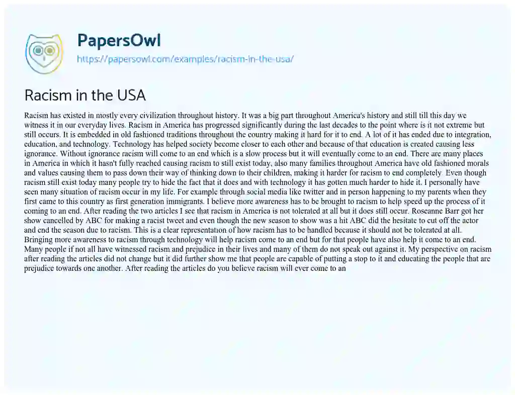 essay on racism in the us