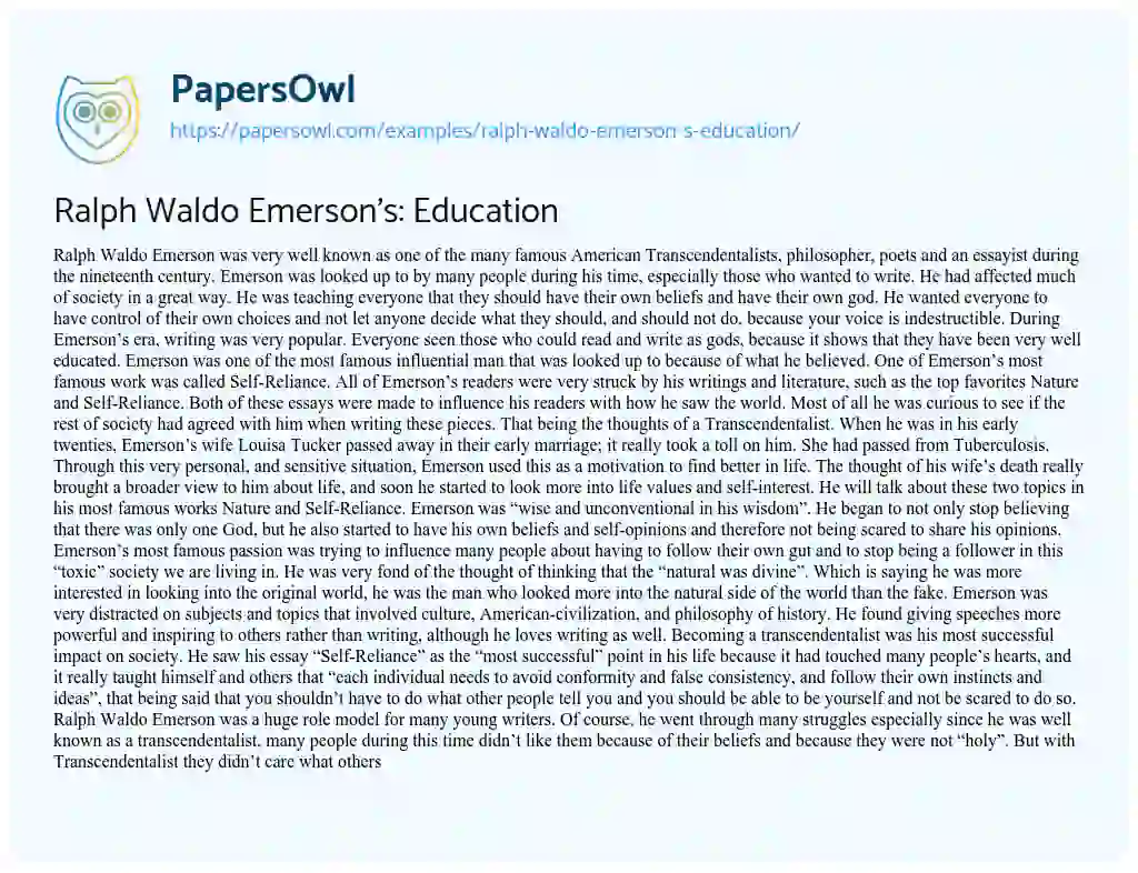 emerson from education essay