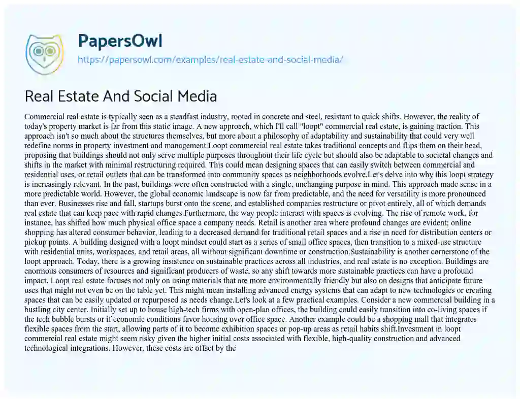 Essay on Real Estate and Social Media