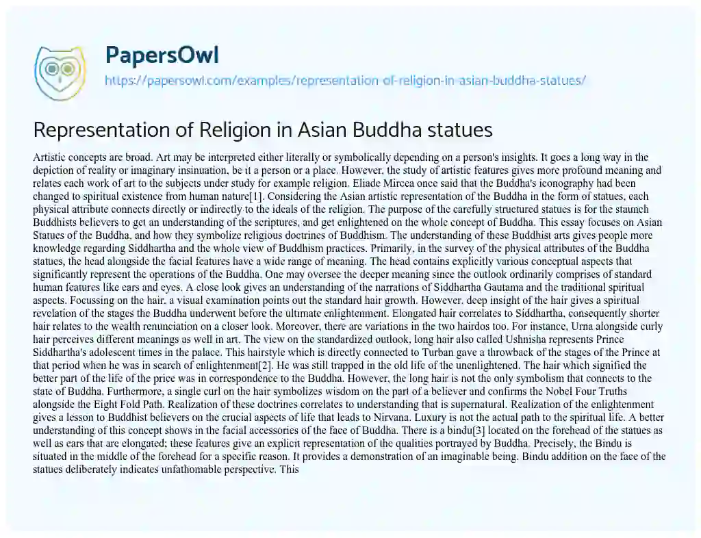 Essay on Representation of Religion in Asian Buddha Statues
