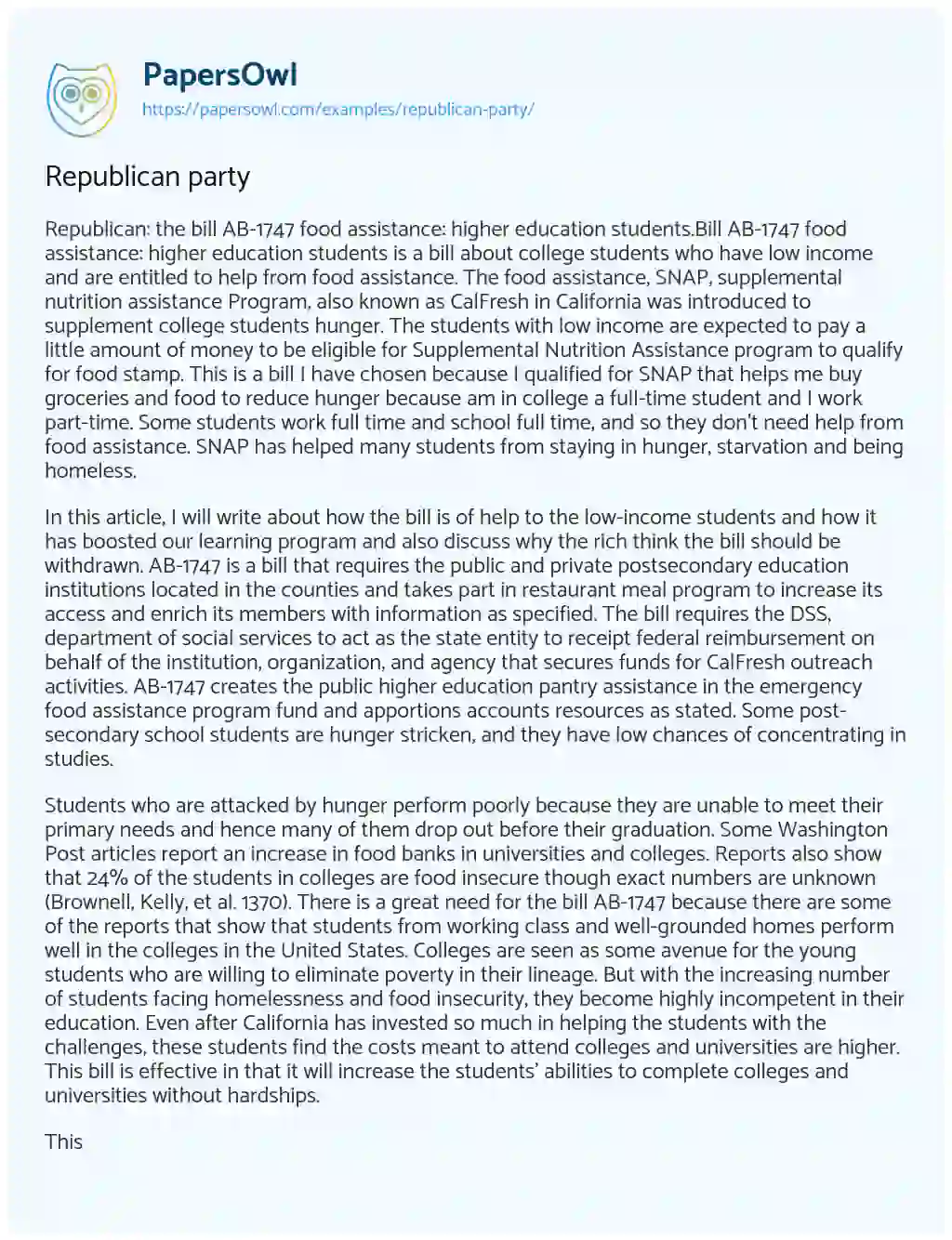 Republican Party essay