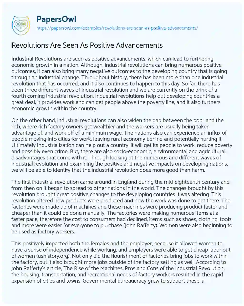 Revolutions are Seen as Positive Advancements essay