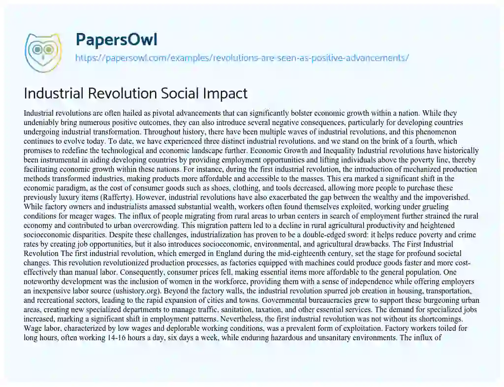 Essay on Revolutions are Seen as Positive Advancements