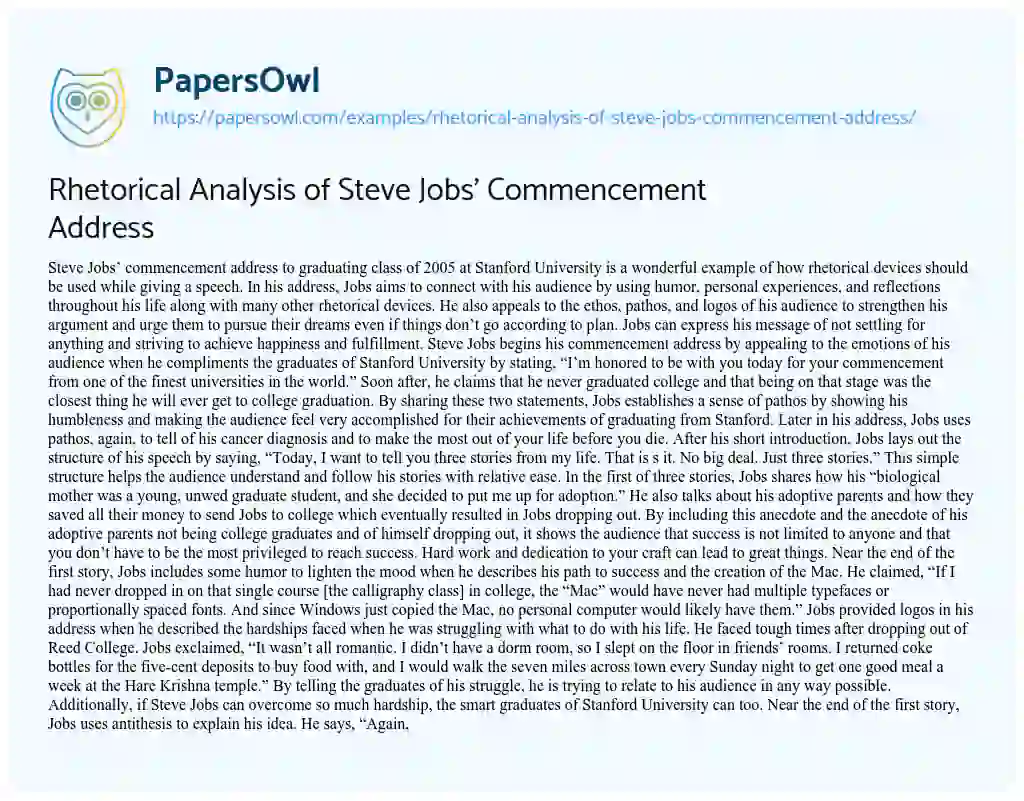 steve jobs commencement speech rhetorical analysis prezi