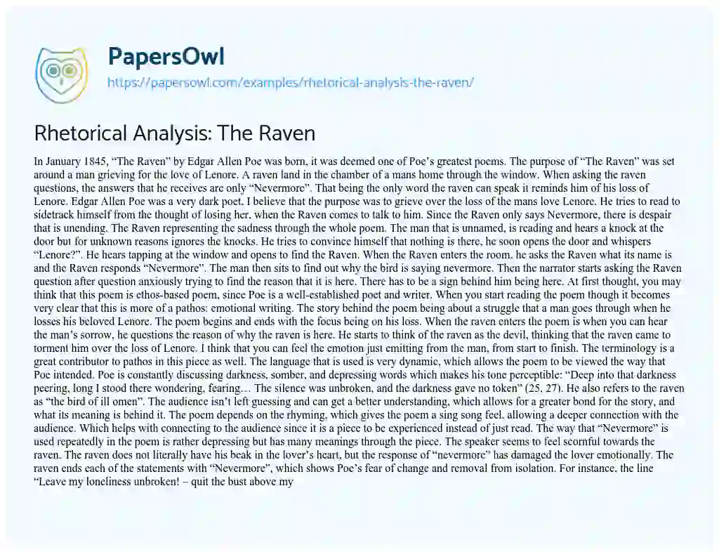 the raven literary analysis essay