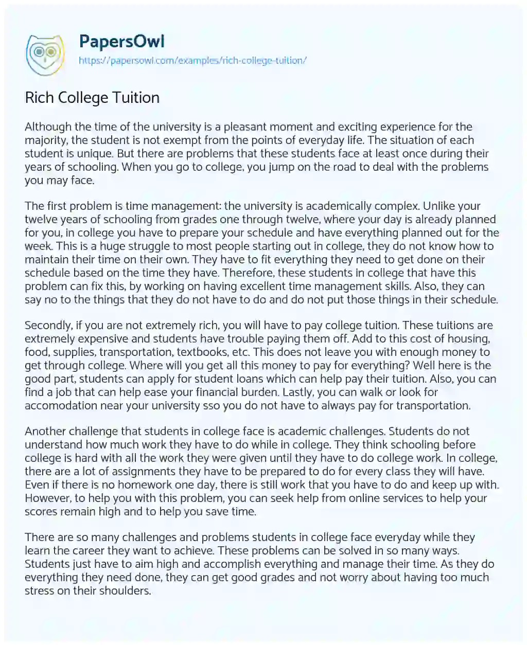 Rich College Tuition essay