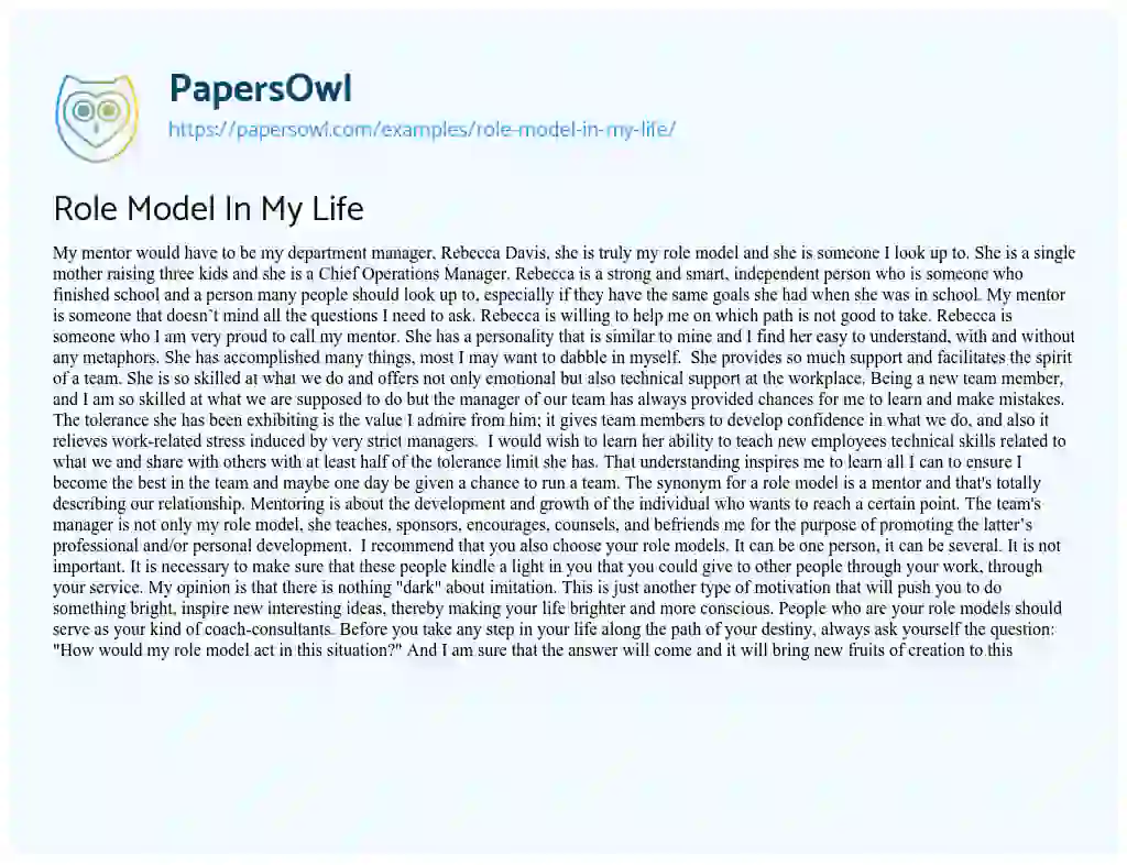 Essay on Role Model in my Life