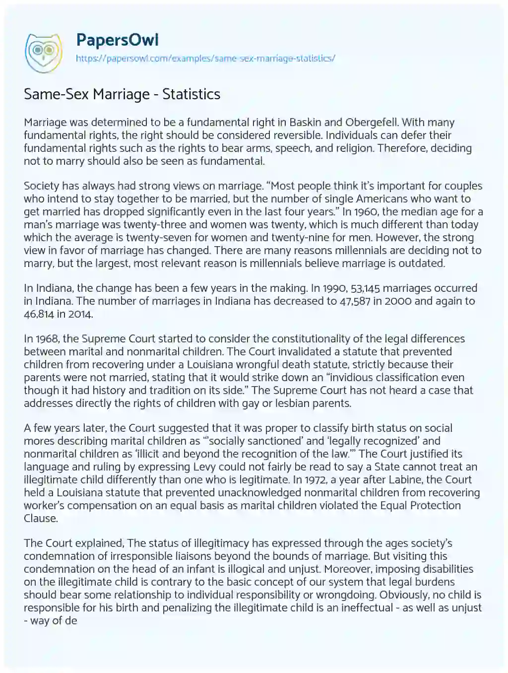 Same-Sex Marriage – Statistics essay