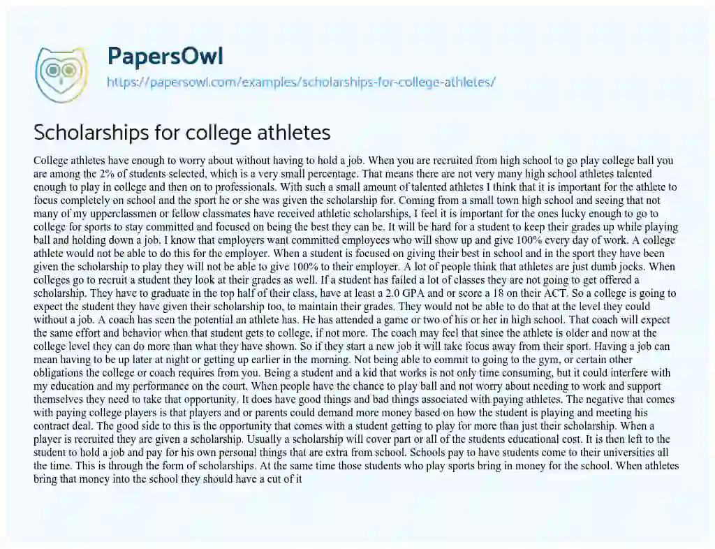 Essay on Scholarships for College Athletes