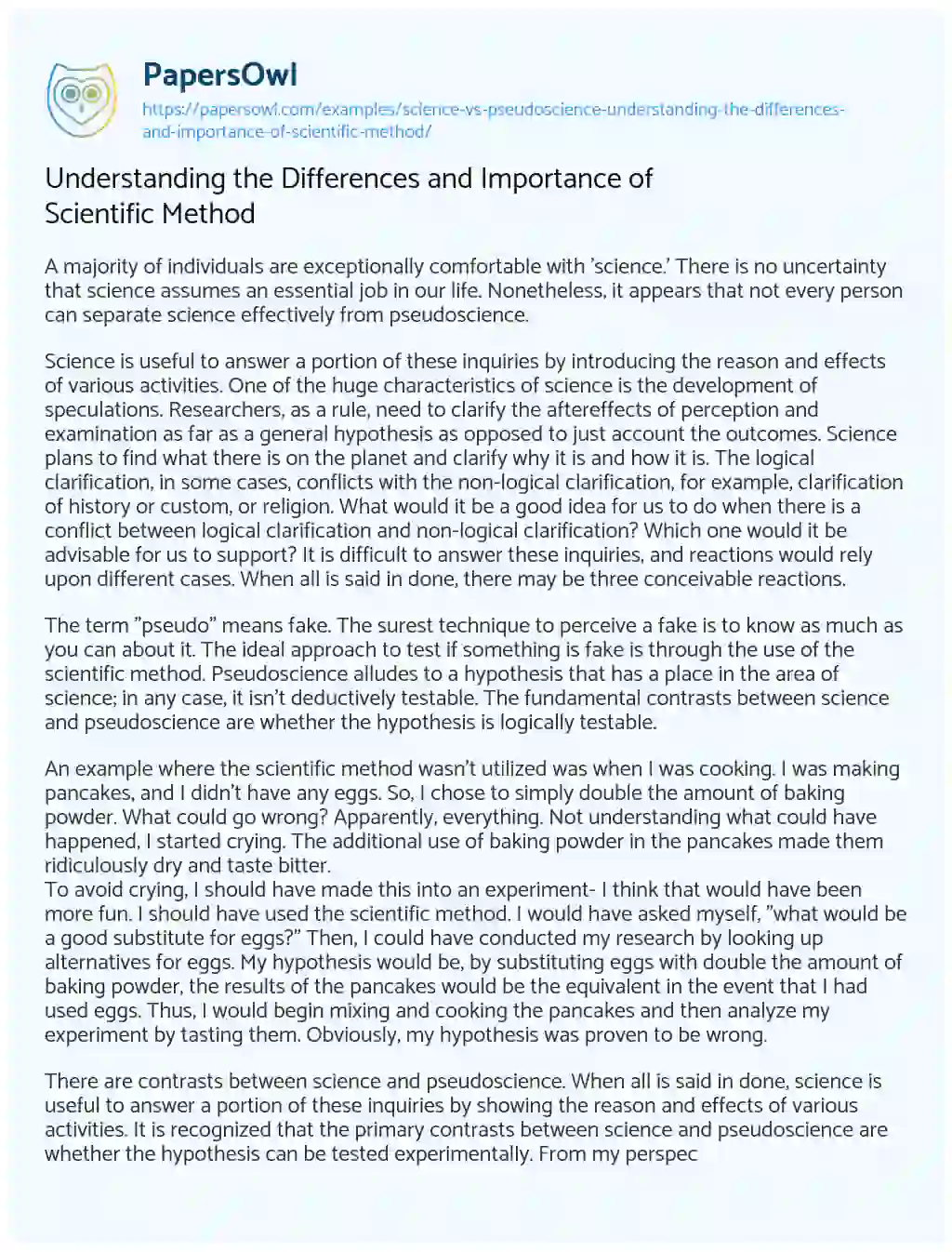 Essay on Understanding the Differences and Importance of Scientific Method