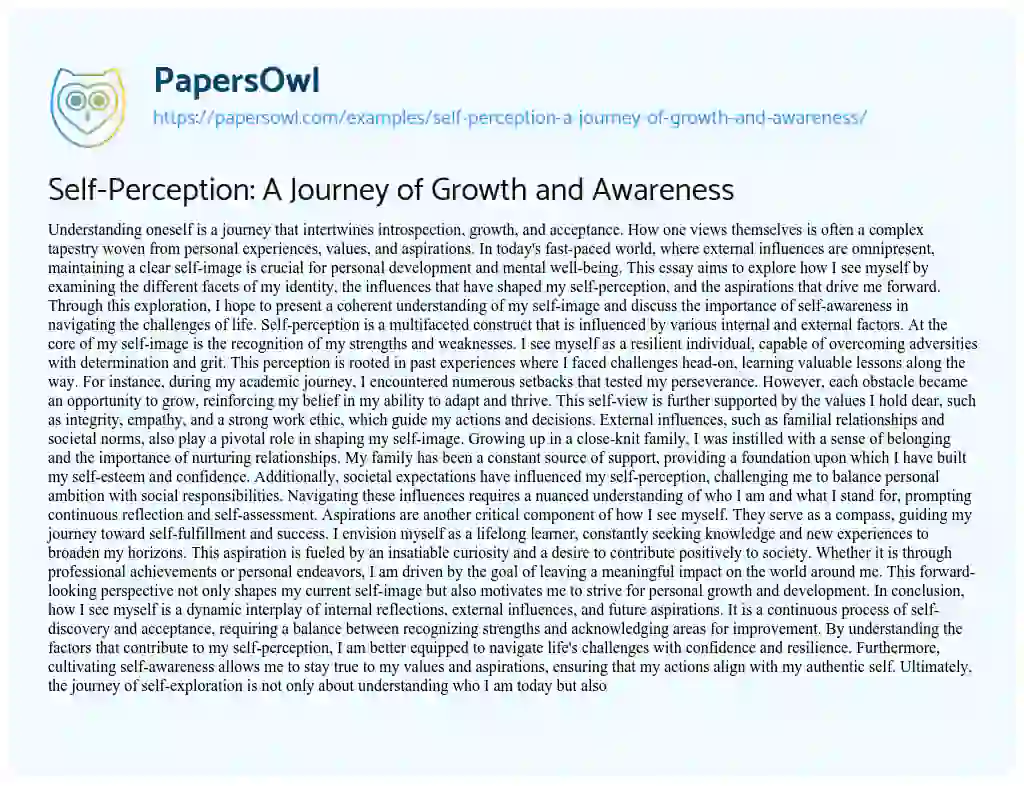 Essay on Self-Perception: A Journey of Growth and Awareness