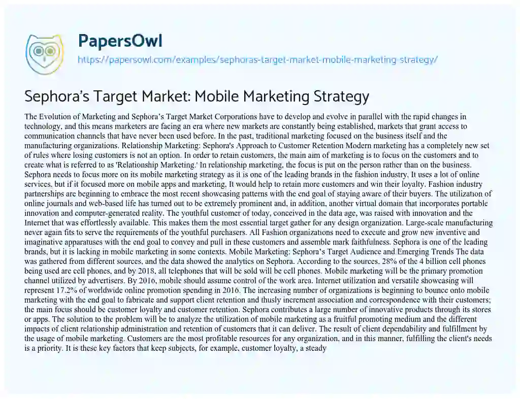 Essay on Sephora’s Target Market: Mobile Marketing Strategy