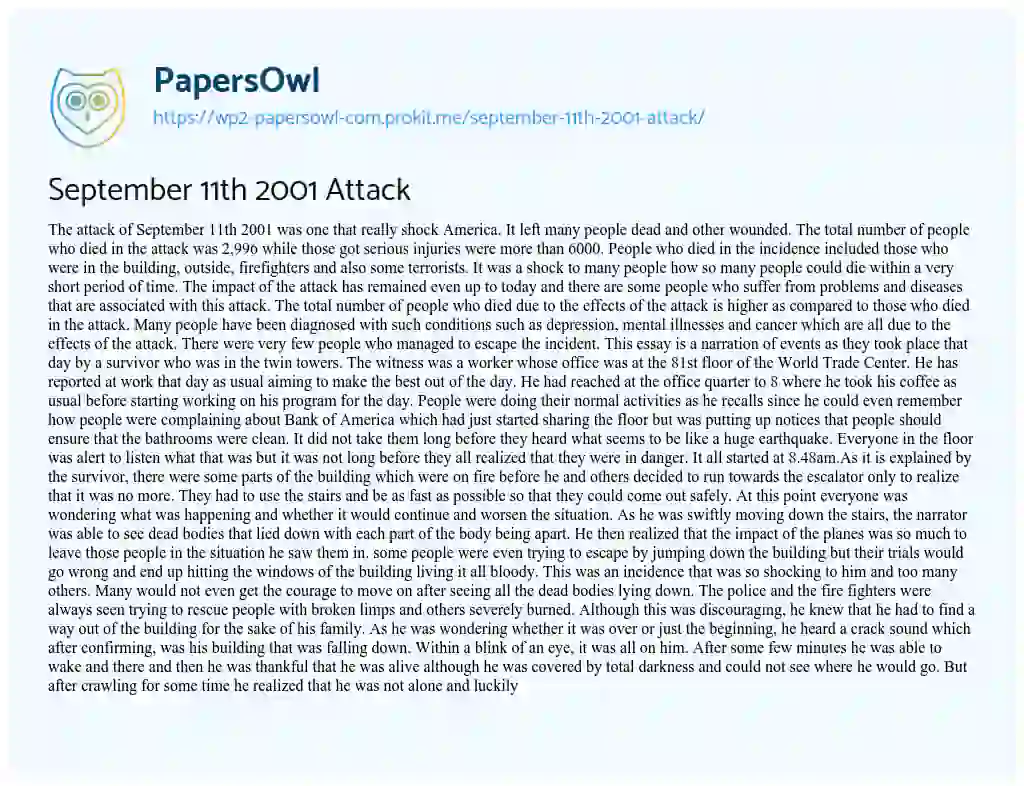 Essay on September 11th 2001 Attack