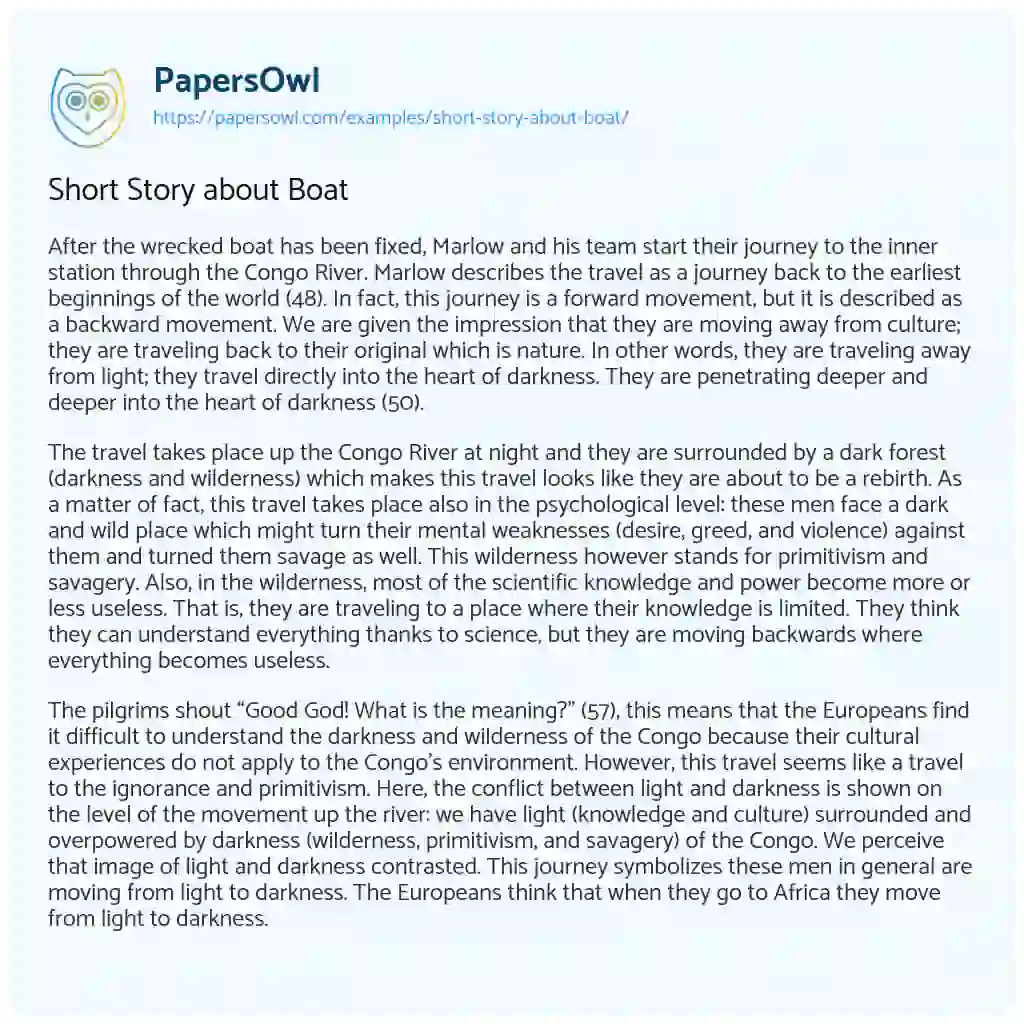 Essay on Short Story about Boat