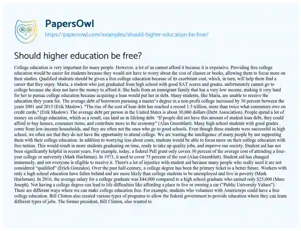 education should be free essay