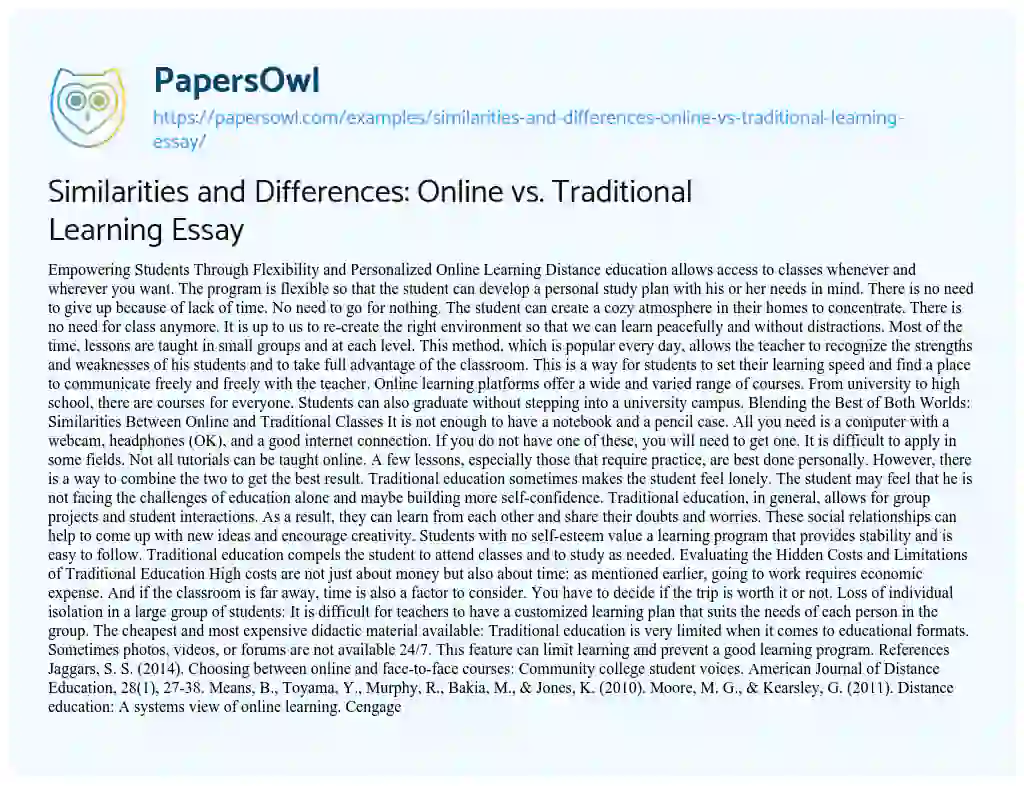 online and traditional learning essay