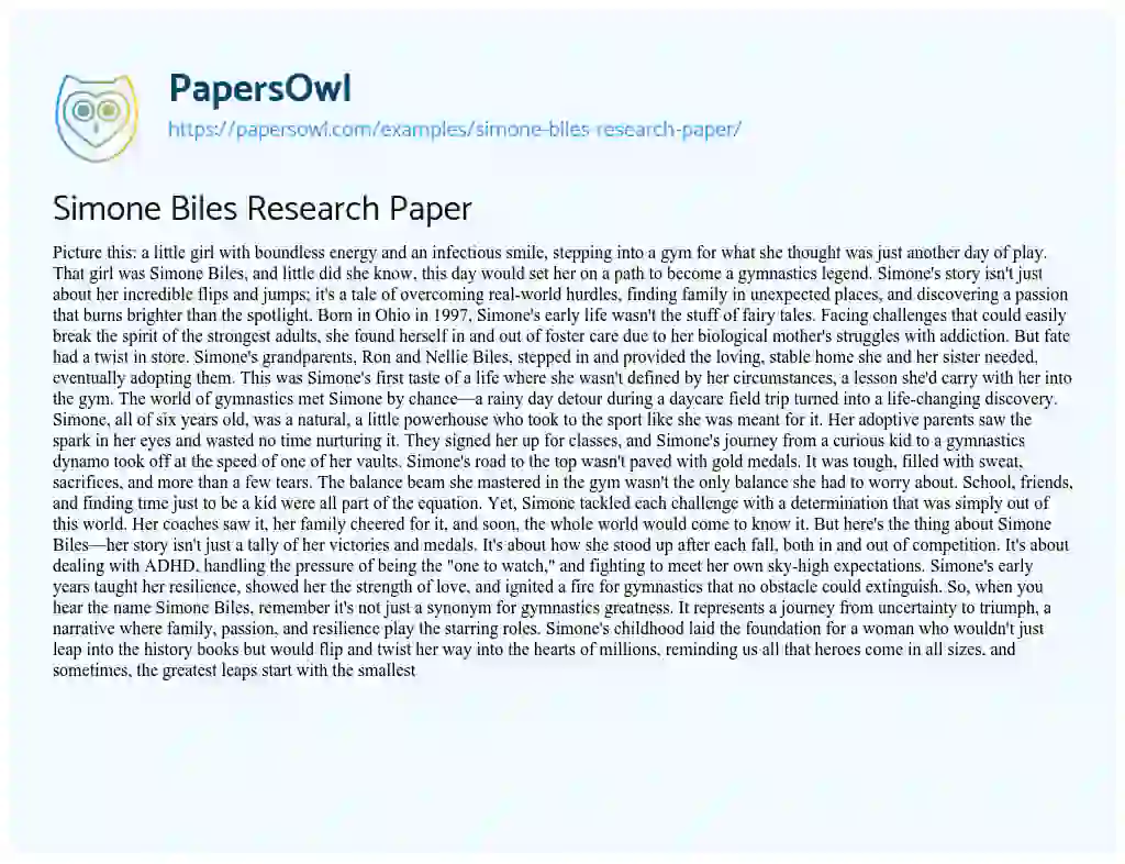 Essay on Simone Biles Research Paper