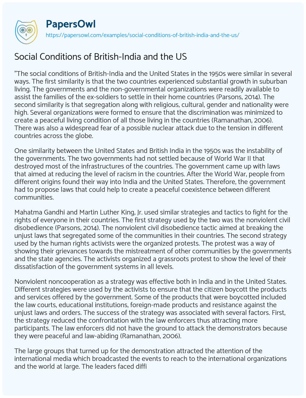 Social Conditions of British-India and the US essay