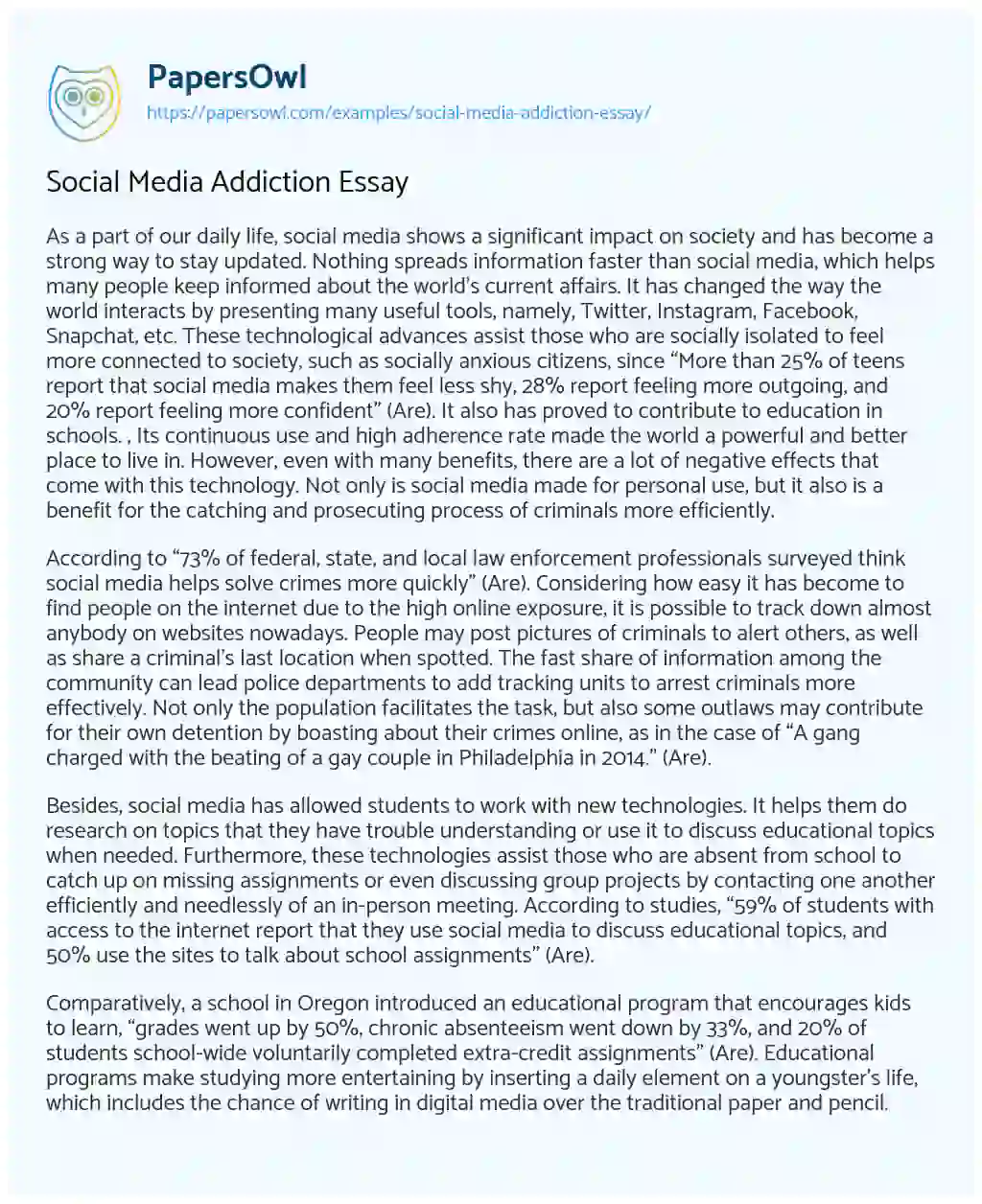 Social Media Addiction Essay essay