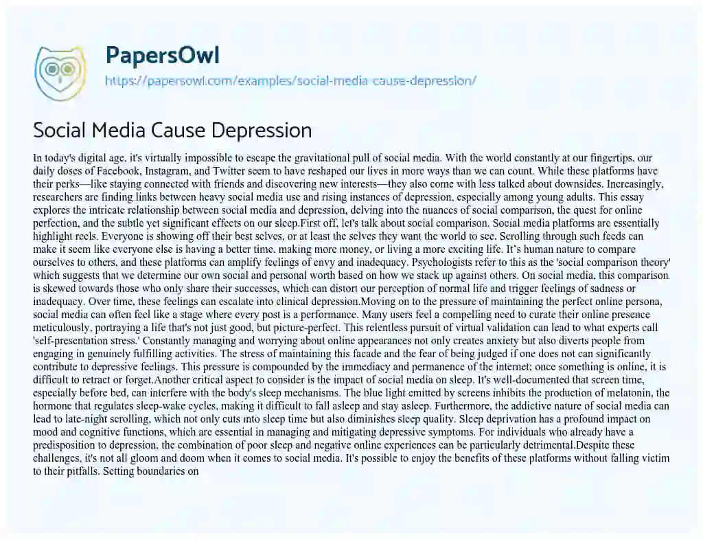 how does social media cause depression essay