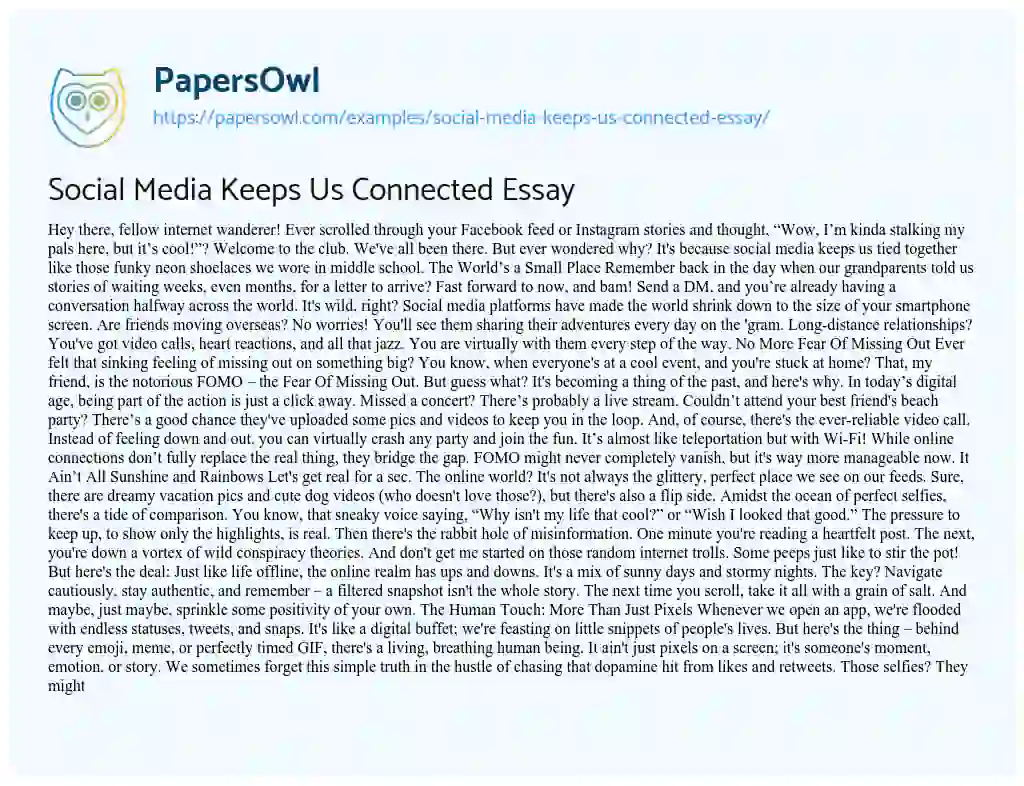 social media keeps us connected essay