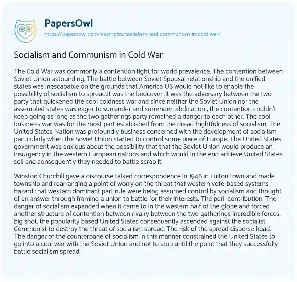Socialism and Communism in Cold War essay