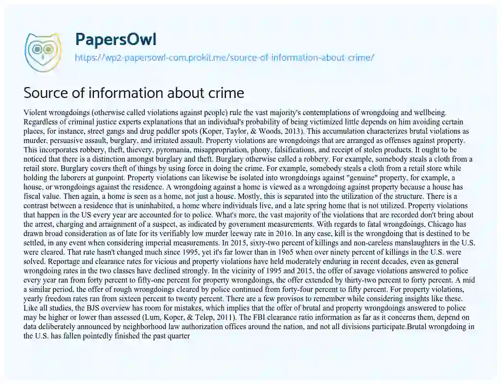 Essay on Source of Information about Crime