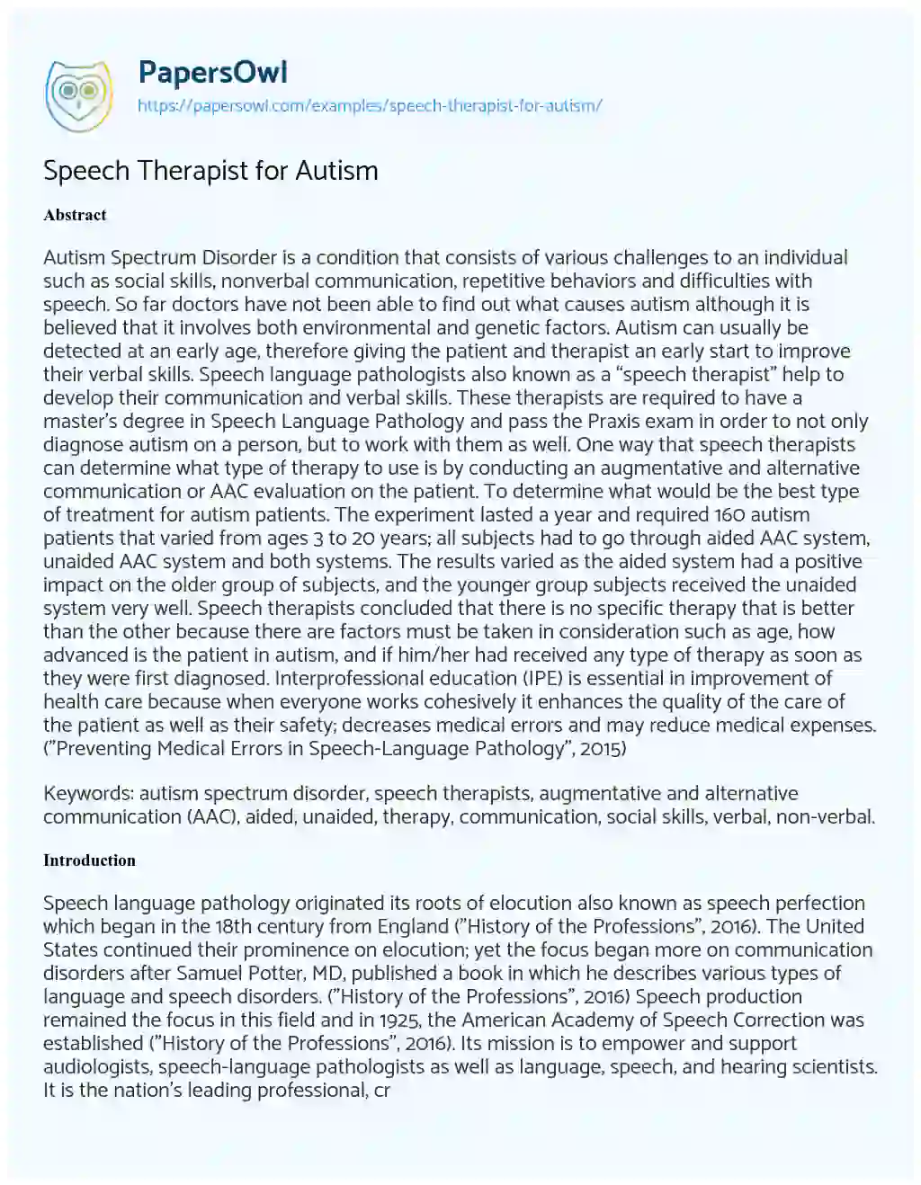 essay writing autism