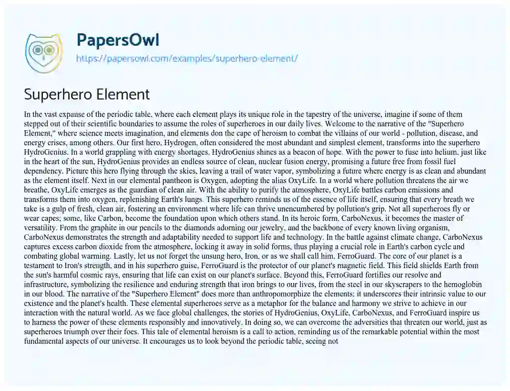Essay on Superhero Element