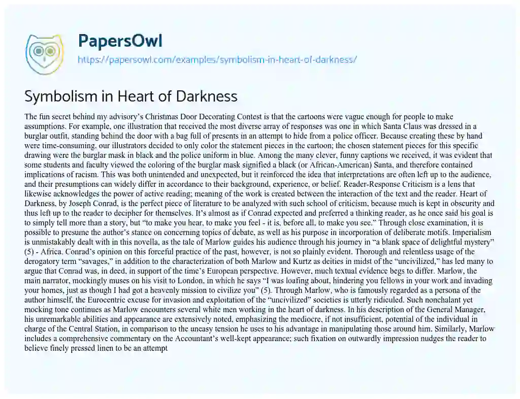 Essay on Symbolism in Heart of Darkness