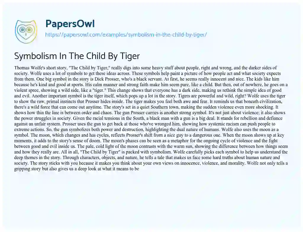 Essay on Symbolism in the Child by Tiger