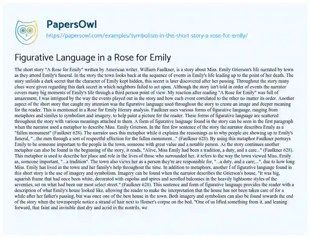 Essay on Figurative Language in a Rose for Emily