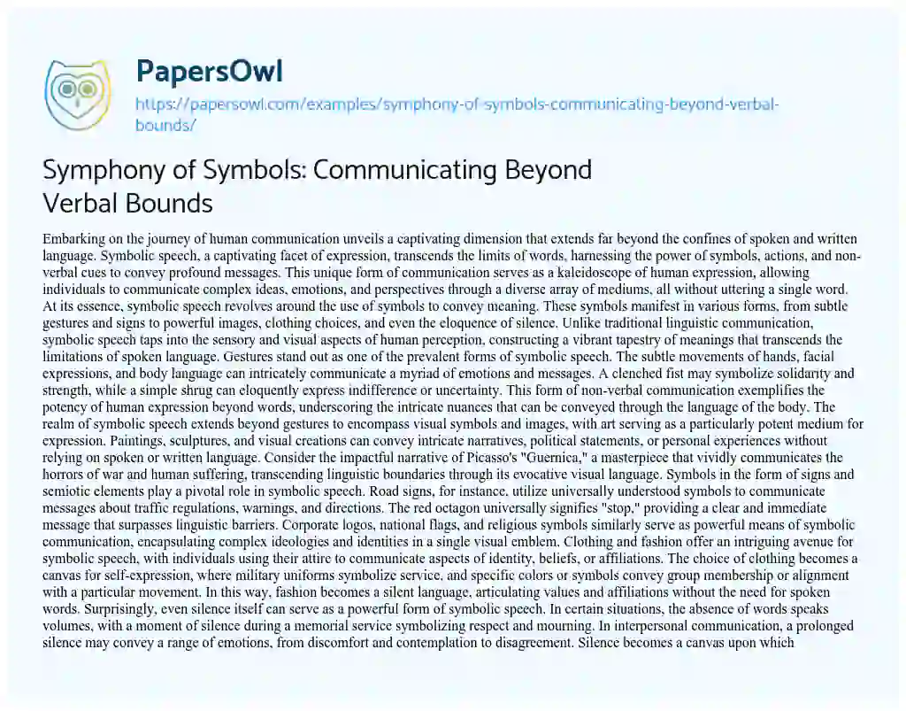 Symphony of Symbols: Communicating Beyond Verbal Bounds - Free Essay ...