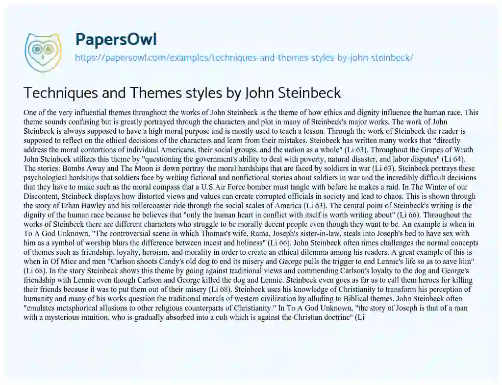 Techniques and Themes Styles by John Steinbeck essay