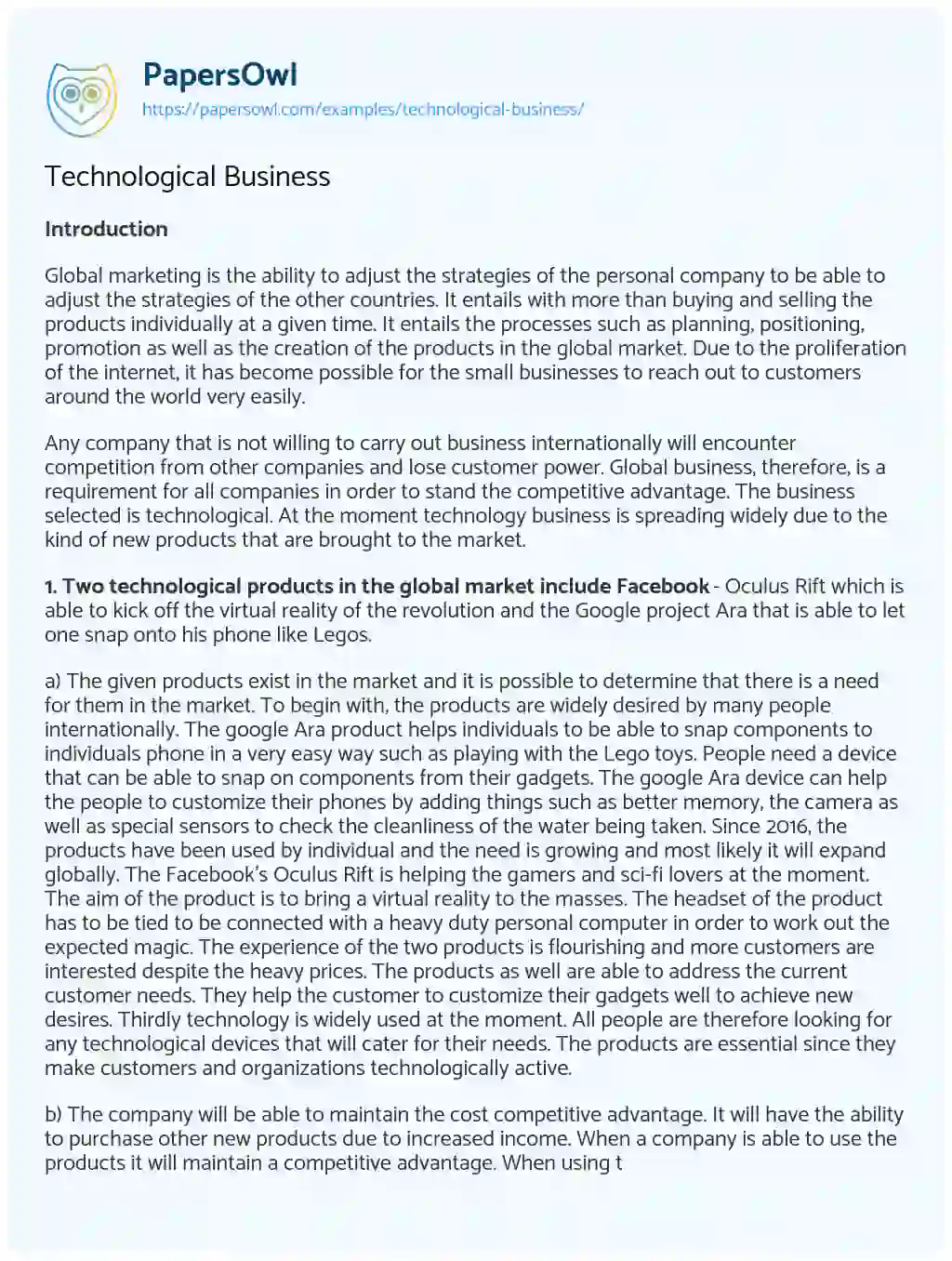 technology in business essay