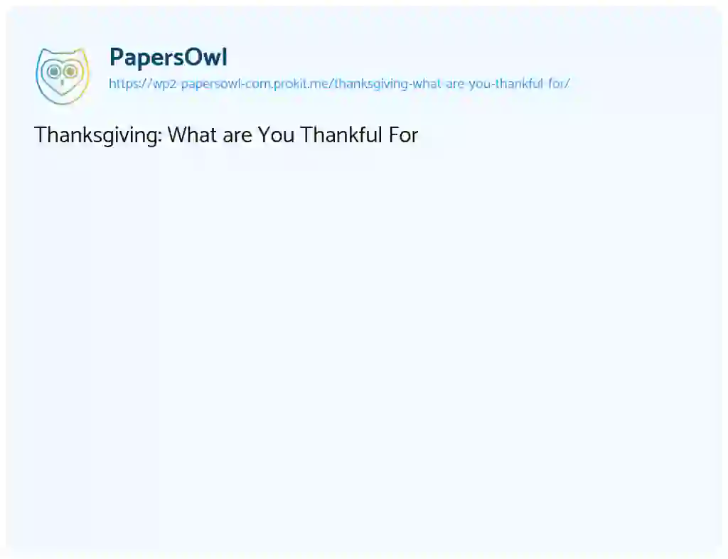 Essay on Thanksgiving: What are You Thankful For