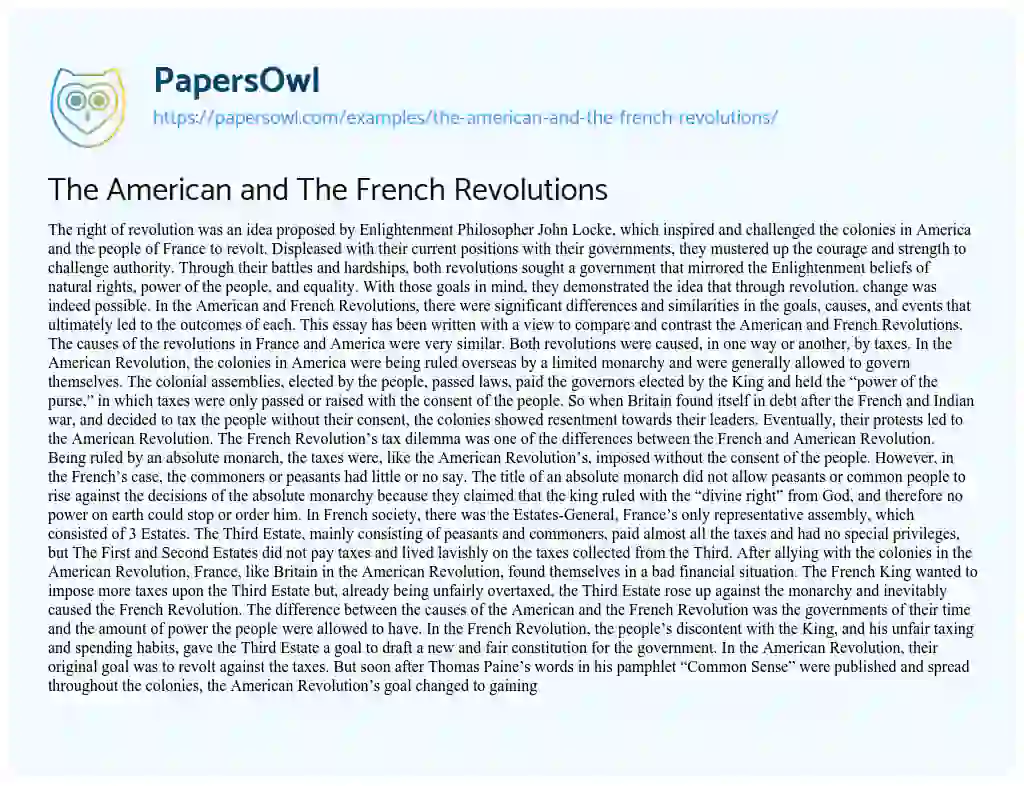 Essay on The American and the French Revolutions