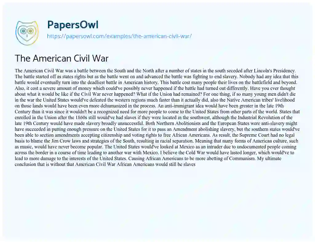Essay on The American Civil War