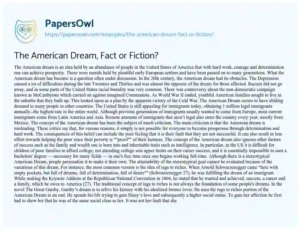 essay topics about the american dream