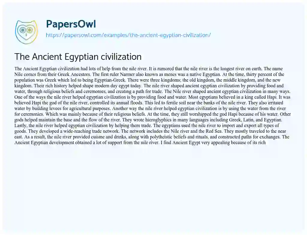 The Ancient Egyptian Civilization essay