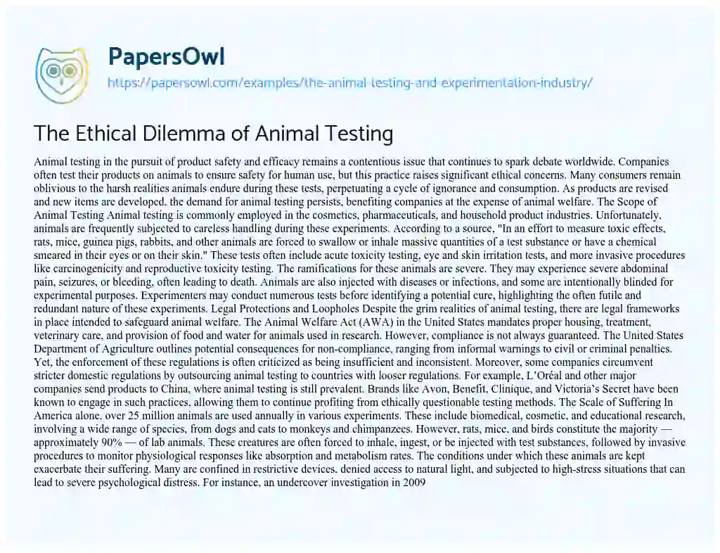 thesis for animal testing