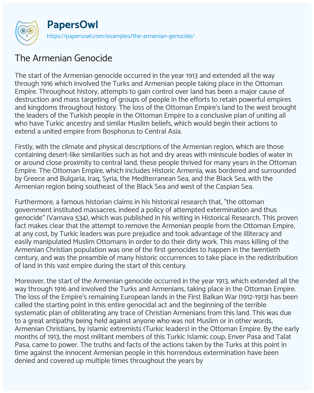 Essay on The Armenian Genocide
