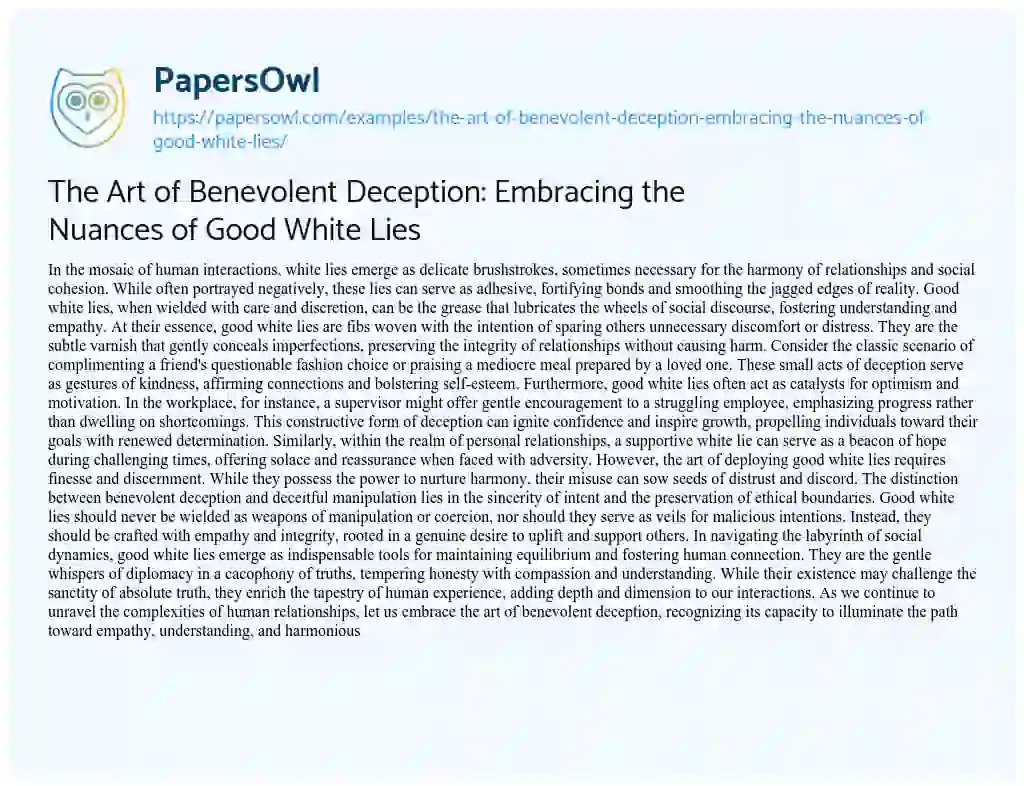 good essay titles about deception