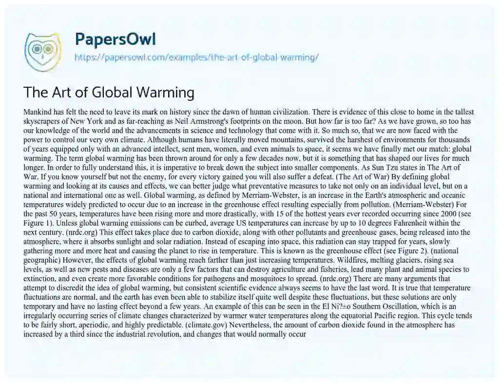 Essay on The Art of Global Warming