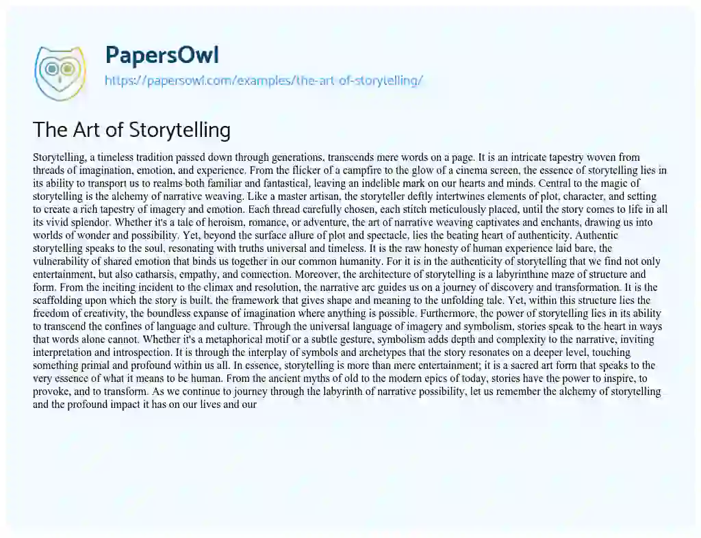 Essay on The Art of Storytelling