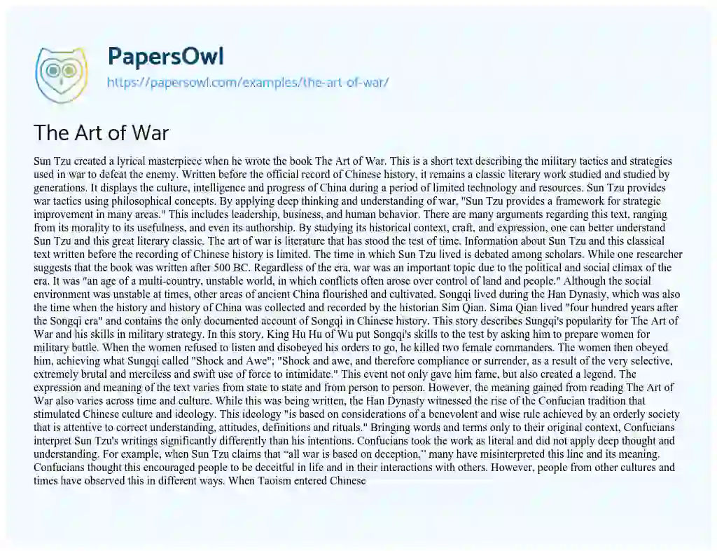 art of war thesis