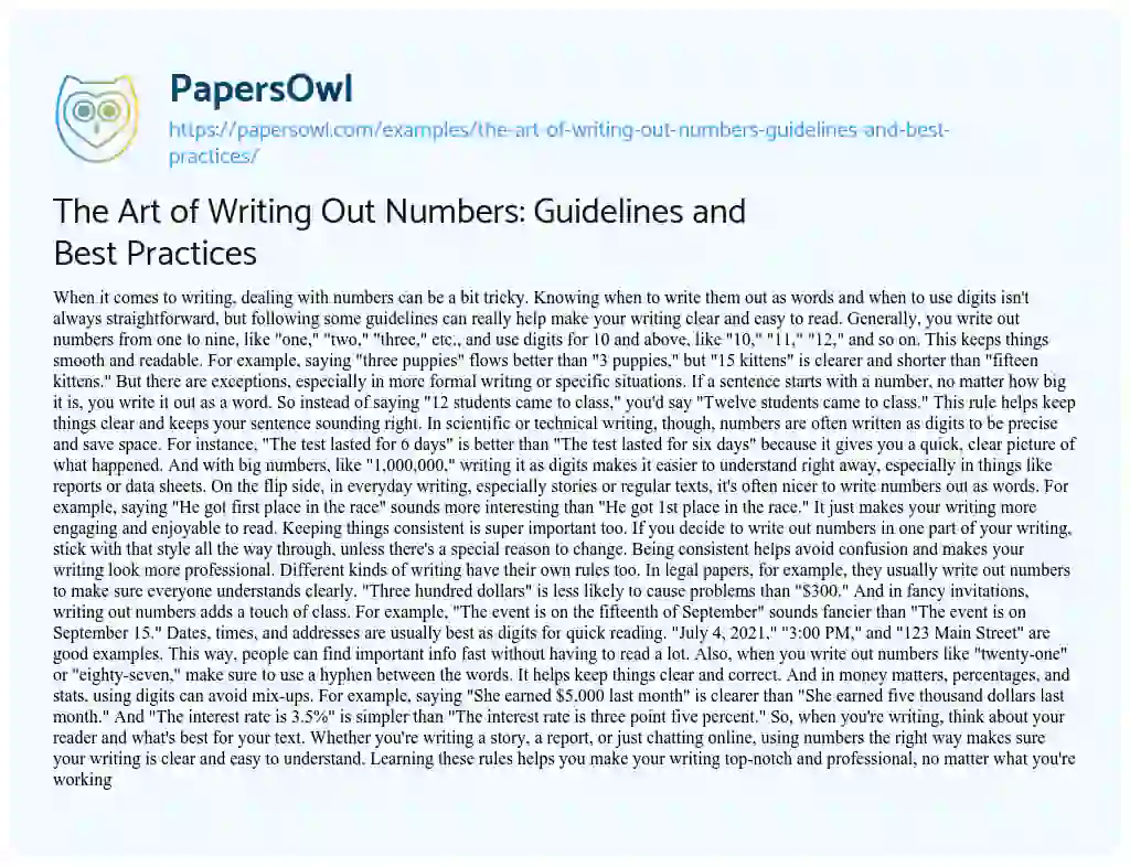 Essay on The Art of Writing out Numbers: Guidelines and Best Practices